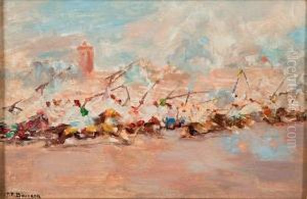 Fantasia Devant Marrakech Oil Painting by Joseph-Felix Bouchor