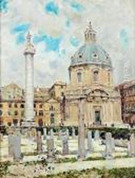 Le Forum De Trajan, Rome Oil Painting by Joseph-Felix Bouchor