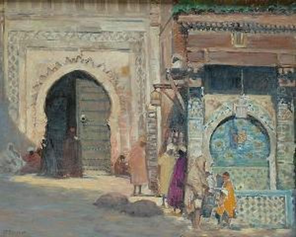 La Place Nejjarine, Fez, Maroc Oil Painting by Joseph-Felix Bouchor