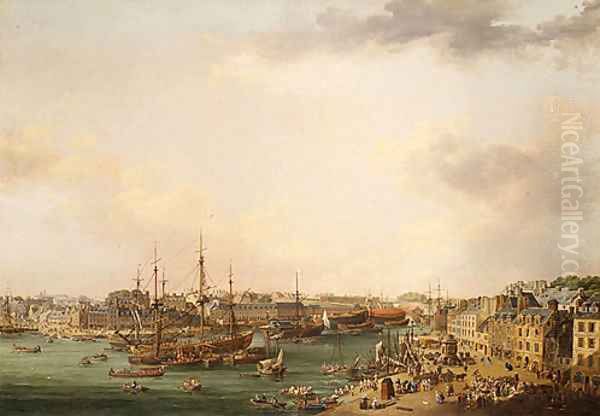 The Outer Harbor of Brest 1773 Oil Painting by Louis Nicolael van Blarenberghe