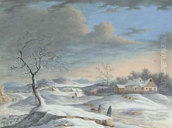 Collecting wood on a winter's day Oil Painting by Louis Nicolael van Blarenberghe