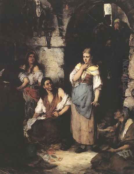 Asszonyok a bortonben, 1899 Oil Painting by Otto Baditz