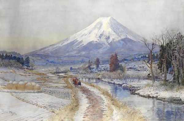 Windy Path at the Foot of Mt. Fuji Oil Painting by Ioki Bunsai (Bun'ya)