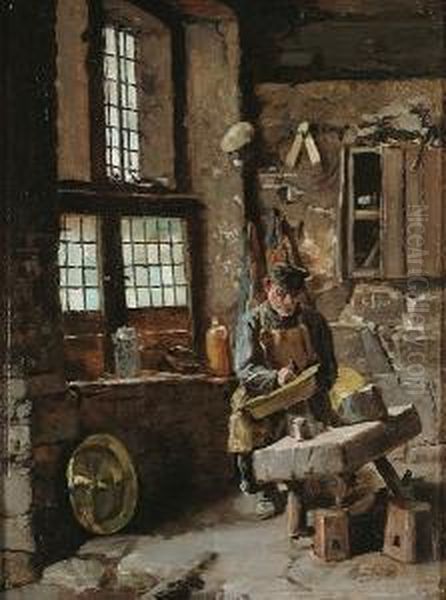 The Coppersmith Oil Painting by Alois Boudry