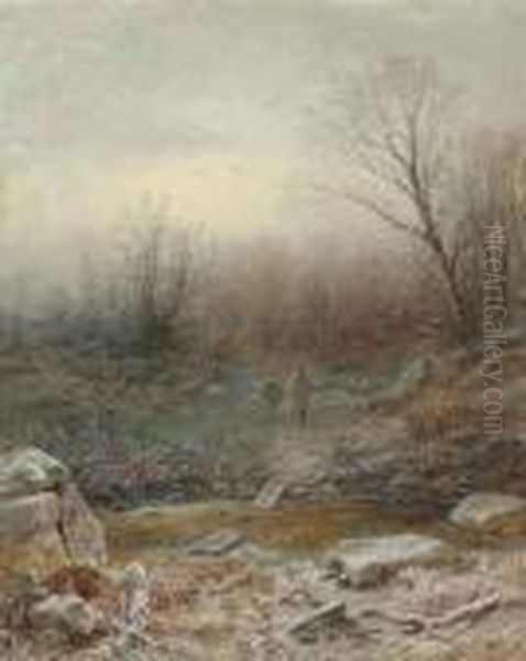 Figures In A Winter Landscape Oil Painting by George Henry Boughton