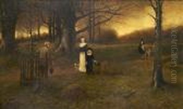 Landscape In Autumn Oil Painting by George Henry Boughton