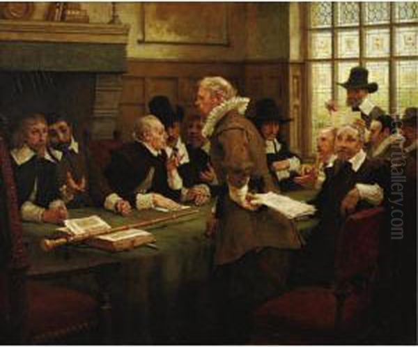 The Puritan Covenant Oil Painting by George Henry Boughton