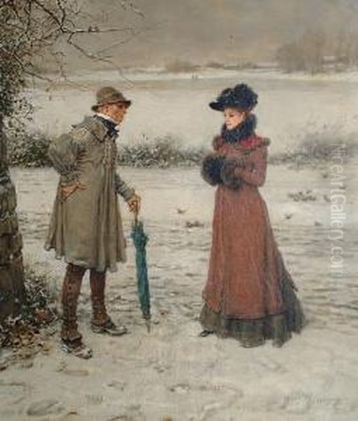 An Uncomfortable Meeting Oil Painting by George Henry Boughton