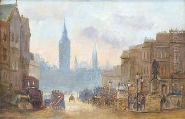 Northumberland Avenue Looking Towards Parliament Square Oil Painting by George Henry Boughton