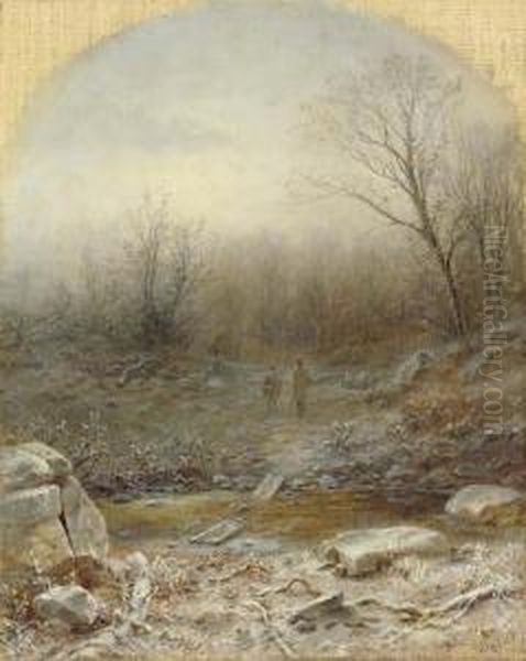 Figures In A Winter Landscape Oil Painting by George Henry Boughton