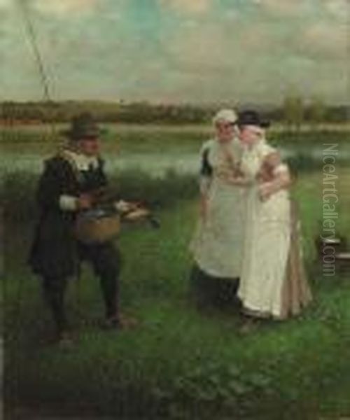 Izaak Walton And The Milkmaids Oil Painting by George Henry Boughton