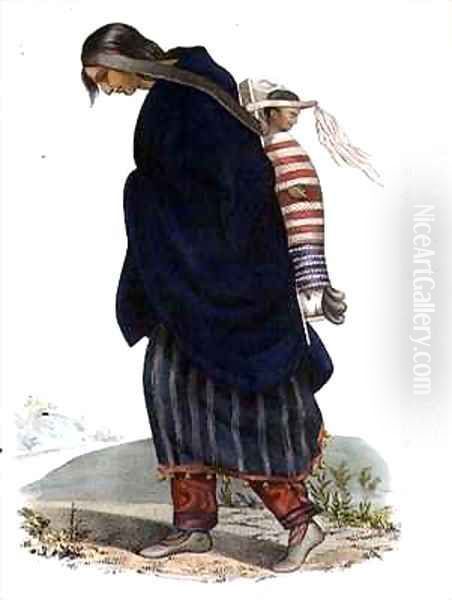 Chippeway Squaw and Child Oil Painting by John T. Bowen