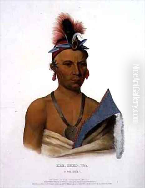 Kee-Shes-Wa, A Fox Chief Oil Painting by John T. Bowen