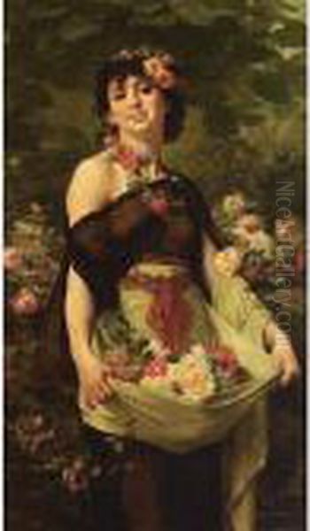 The Flowergirl Oil Painting by Gustave Clarence Rodolphe Boulanger