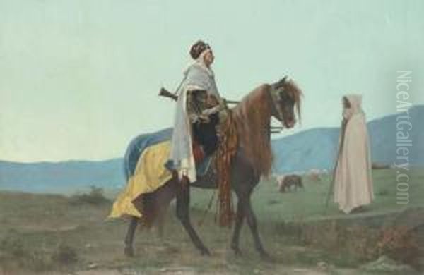 An Arab Horseman Oil Painting by Gustave Clarence Rodolphe Boulanger