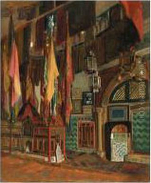 Mosque Interior Oil Painting by Gustave Clarence Rodolphe Boulanger