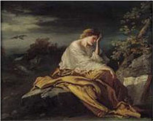 La Reverie De Valleda, Pretresse Druide. Oil Painting by Louis Boulanger