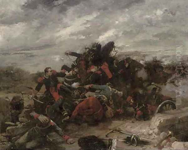 In the melee Oil Painting by Wilfred Constant Beauquesne