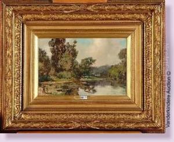 Le Peintre Au Bord De L'etang Oil Painting by Hippolyte Boulenger