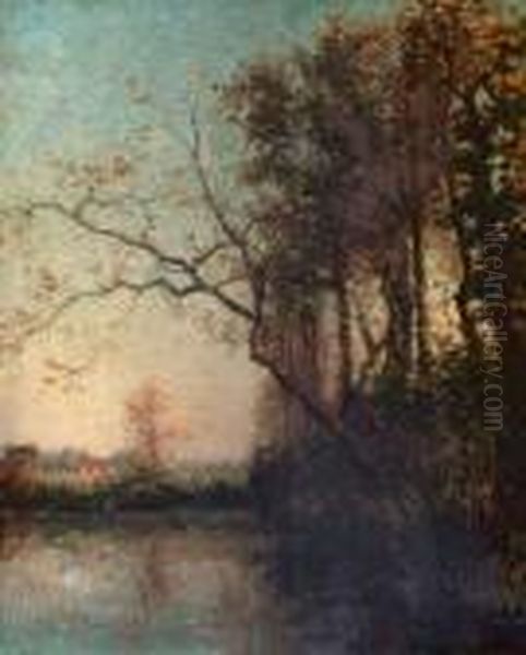 Etang A Tervueren: By The Lake Oil Painting by Hippolyte Boulenger