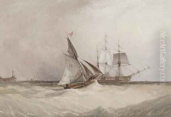 A cutter running out to meet the new arrival Oil Painting by Charles Bentley