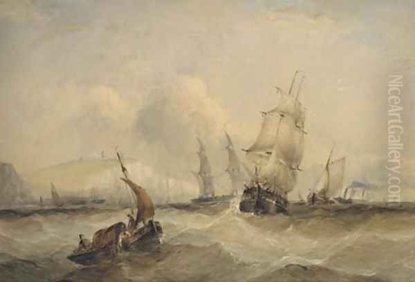 The crowded Channel off Dover Oil Painting by Charles Bentley