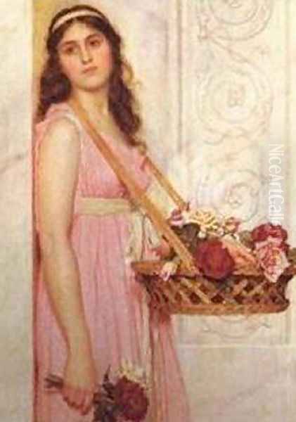 Girl with Rose Basket Oil Painting by George Lawrence Bulleid