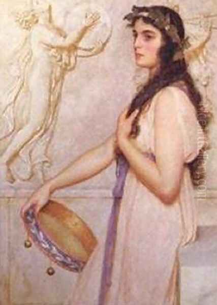 Girl with Tambourine Oil Painting by George Lawrence Bulleid