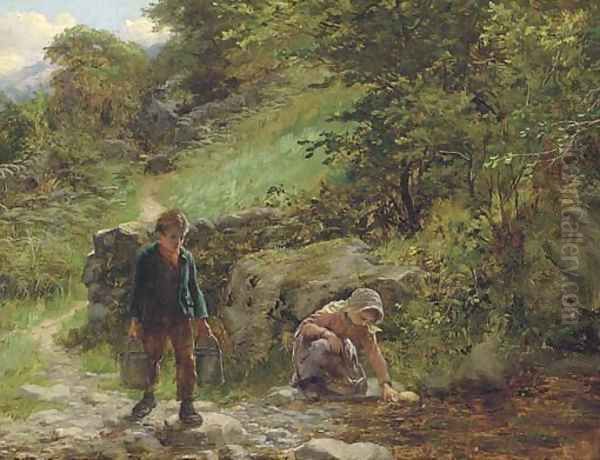 Down at the brook Oil Painting by Valentin Walter Bromley