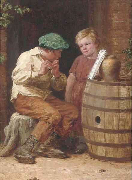 Early lessons, dulcet notes Oil Painting by Valentin Walter Bromley