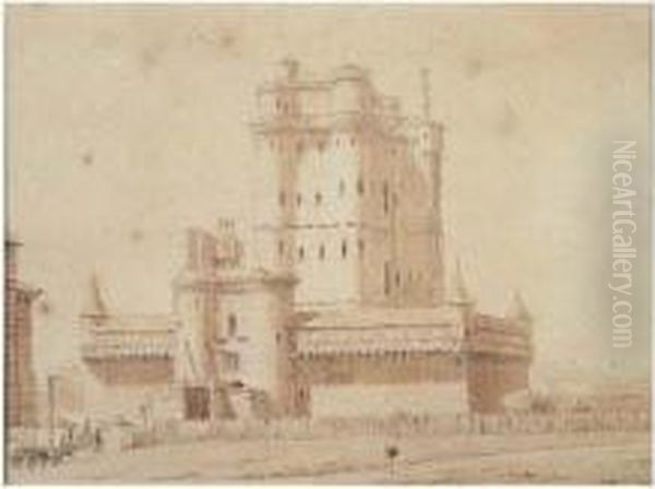 Le Chateau De Vincennes Oil Painting by Constant Florent F. Bourgeois Du Castelet