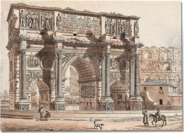 The Arch Of Constantine Oil Painting by Constant Florent F. Bourgeois Du Castelet