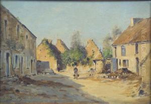 La Maison De Millet A Gruchy Oil Painting by Eugene Bourgeois