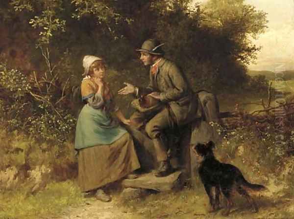 Gossip at the stile Oil Painting by Valentin Walter Bromley