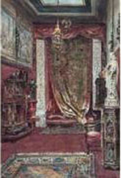 Interieur De La Galerie Louis Xii Du Baron A. De Rothschild Oil Painting by Marie Desire Bourgoin