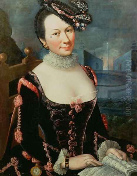 Portrait of a Woman Holding a Musical Score Oil Painting by Marco Benefiale