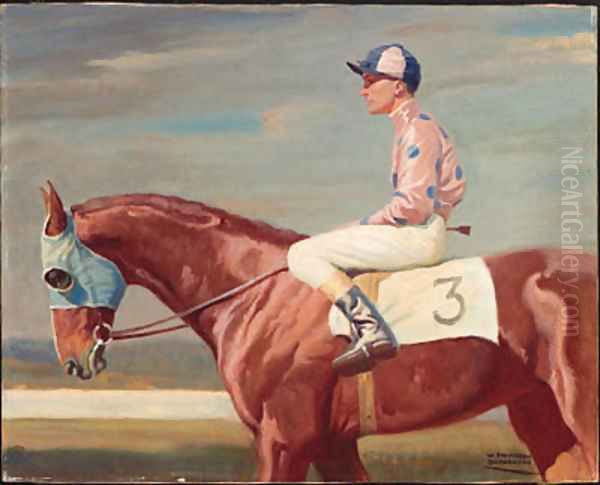 A Racehorse with Jockey Up Oil Painting by W. Smithson Broadhead