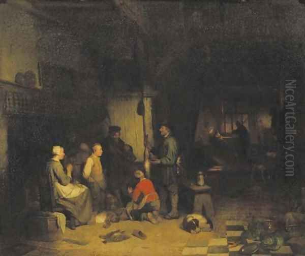 A tavern scene Oil Painting by Ferdinand de Braekeleer