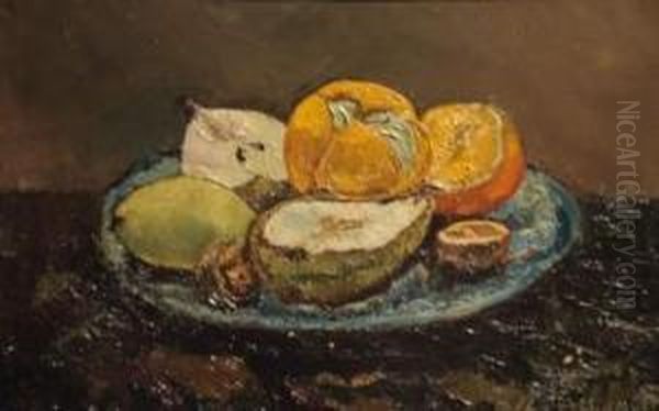 Nature Morte Aux Poires, Orange Et Noix Oil Painting by Jean-Louis Boussingault