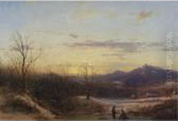 Winter In New York Oil Painting by Dewitt Clinton Boutelle