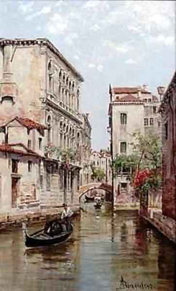 Gondolas on a Venetian Canal 'Rio de San Aportino' Oil Painting by Antoinetta Brandeis