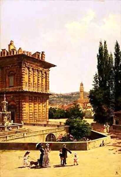 By the Pitti Palace, Florence Oil Painting by Antoinetta Brandeis