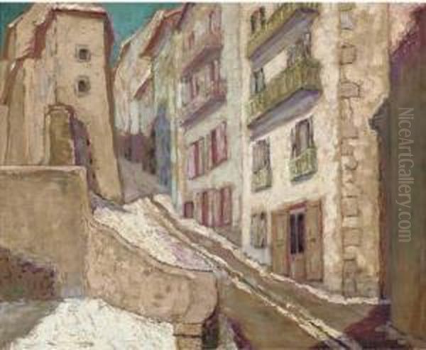 Briancon Sous La Neige Oil Painting by Charles Boutheon