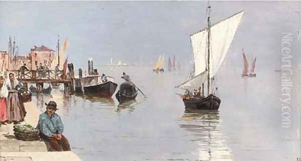 On the lagoon, Venice Oil Painting by Antoinetta Brandeis