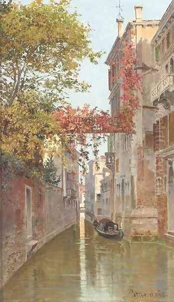 A gondola on a Venetian backwater Oil Painting by Antoinetta Brandeis