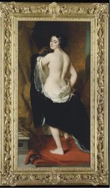 Undressing Oil Painting by Charles Edouard Boutibonne