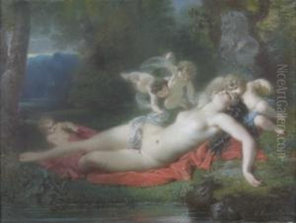 Venus Et Les Puttis Oil Painting by Charles Edouard Boutibonne