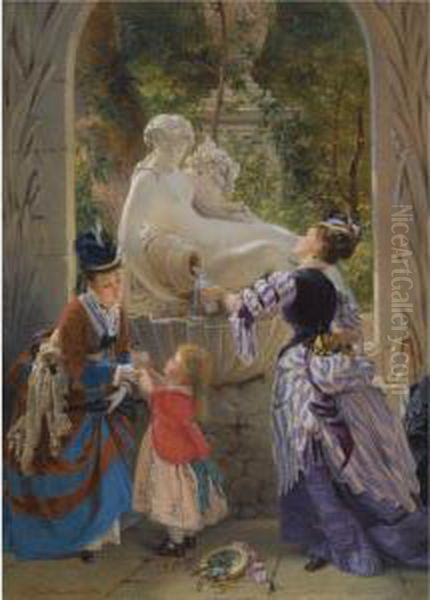 A La Fontaine Oil Painting by Charles Edouard Boutibonne