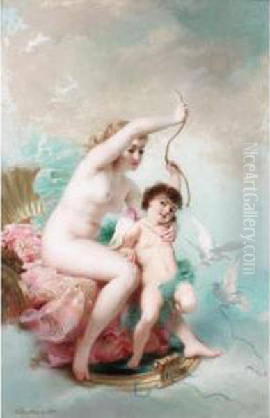 Venus And Cupid Oil Painting by Charles Edouard Boutibonne