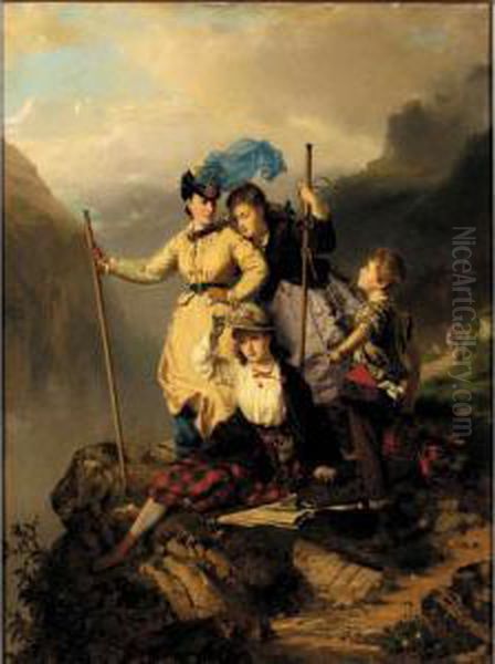 Mountain Climbers Oil Painting by Charles Edouard Boutibonne